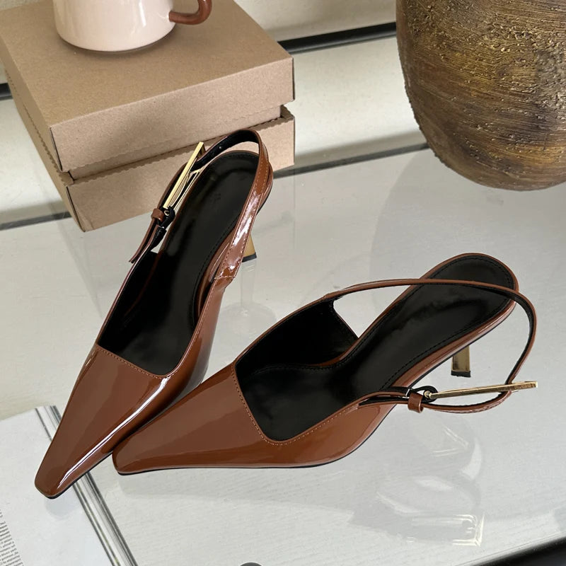 Eilyken 2024 New Design Thin High Heels Pointed Toe Women Pumps Street Style Banquet Buckle Strap Party Slingbacks Female Shoes