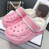 Dickbesohlte Lochschuhe Wintersamt Damenmode Oberbekleidung Abnehmbare Baumwollpantoffeln Warme und rutschfeste Hausschuhe