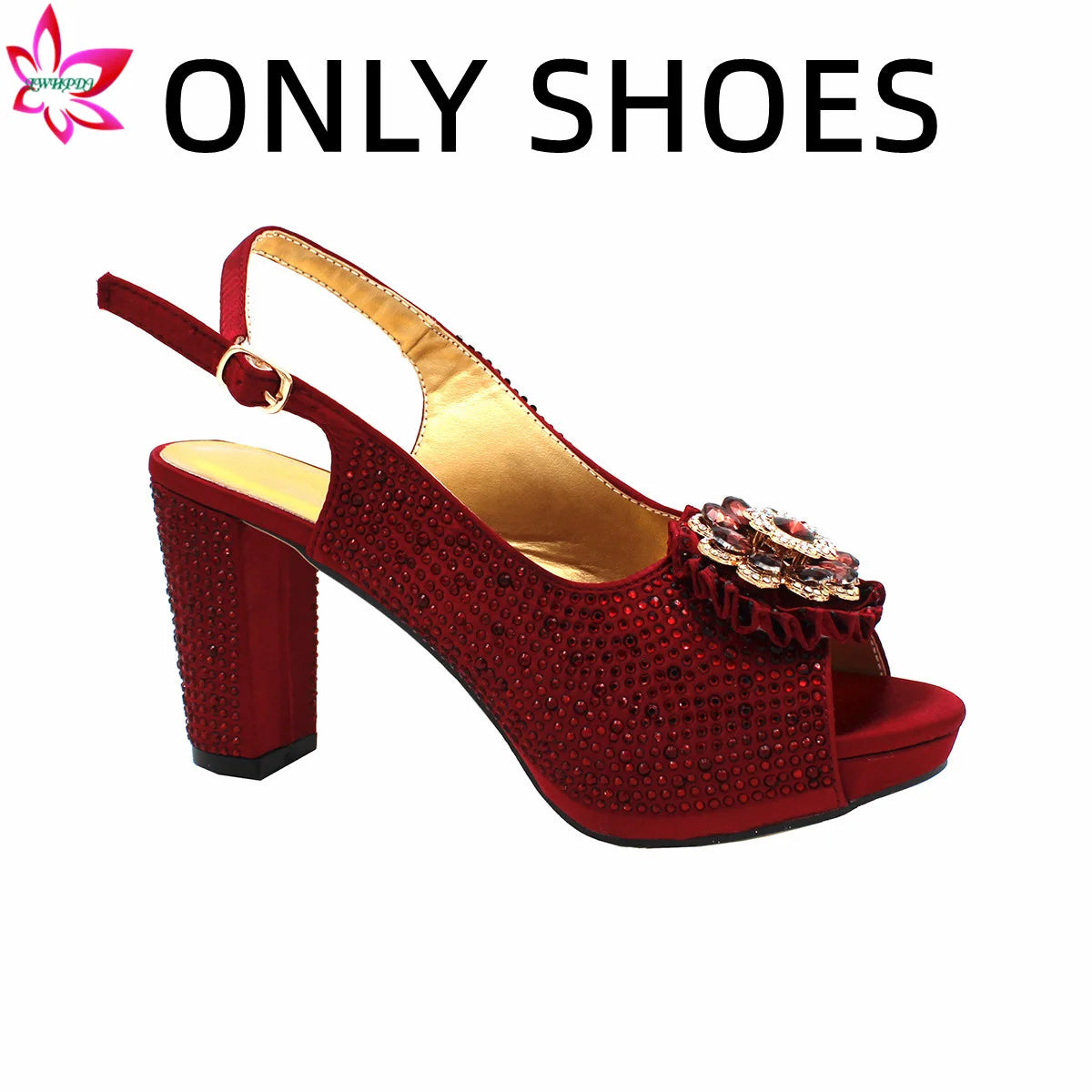 2022 High Quality Classics Style Italian Women Shoes Matching Bag Set in Golden Color Comfortable Heels for Garden Party