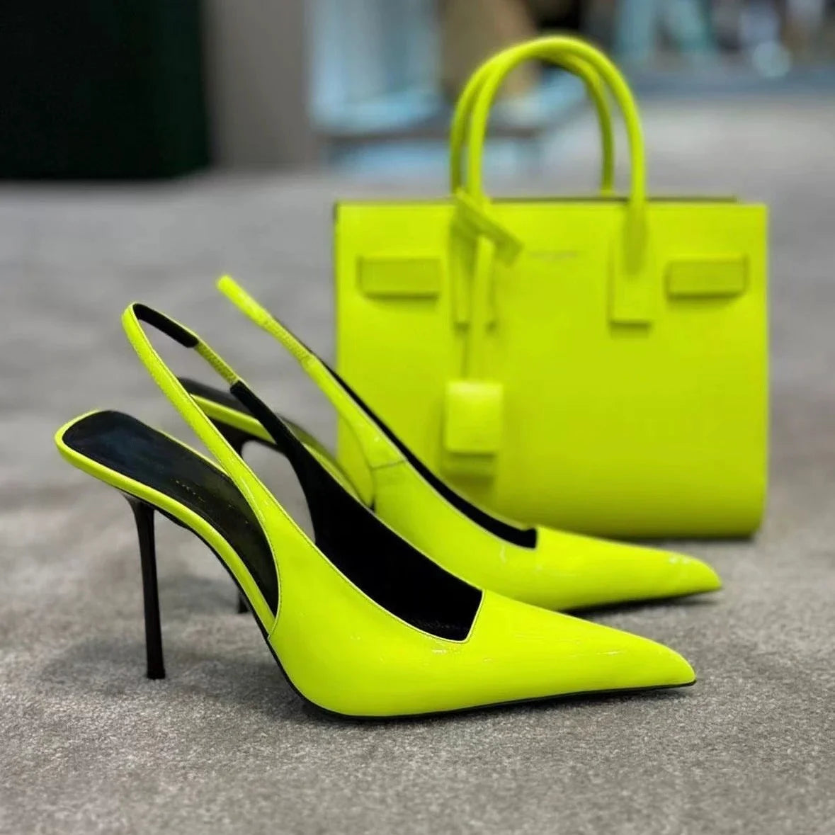 2025 Spring Snd Summer Pumps Pointy Patent Leather Simple High Heels Slim Heels Sexy Sandals Woman