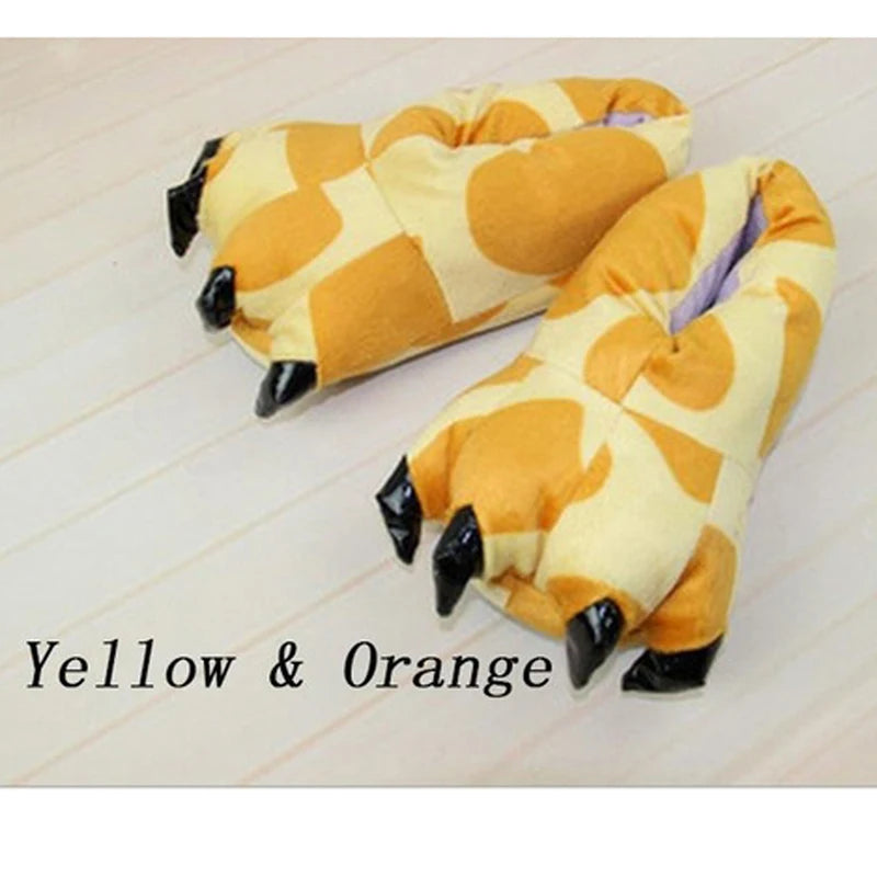 Flannel Animal Home Cute Cartoon Jumpsuit Pajamas For Couples Children's Winter Paws Cotton Mop Bags And Home Dinosaur Slippers