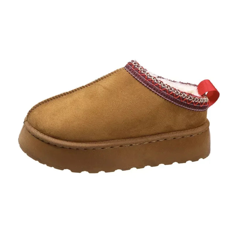 Designer Brand Snow Boots Winter New Women Cashmere Warm Thick Soles Without Heel-covered Cotton Shoes Female Chelsea Boots