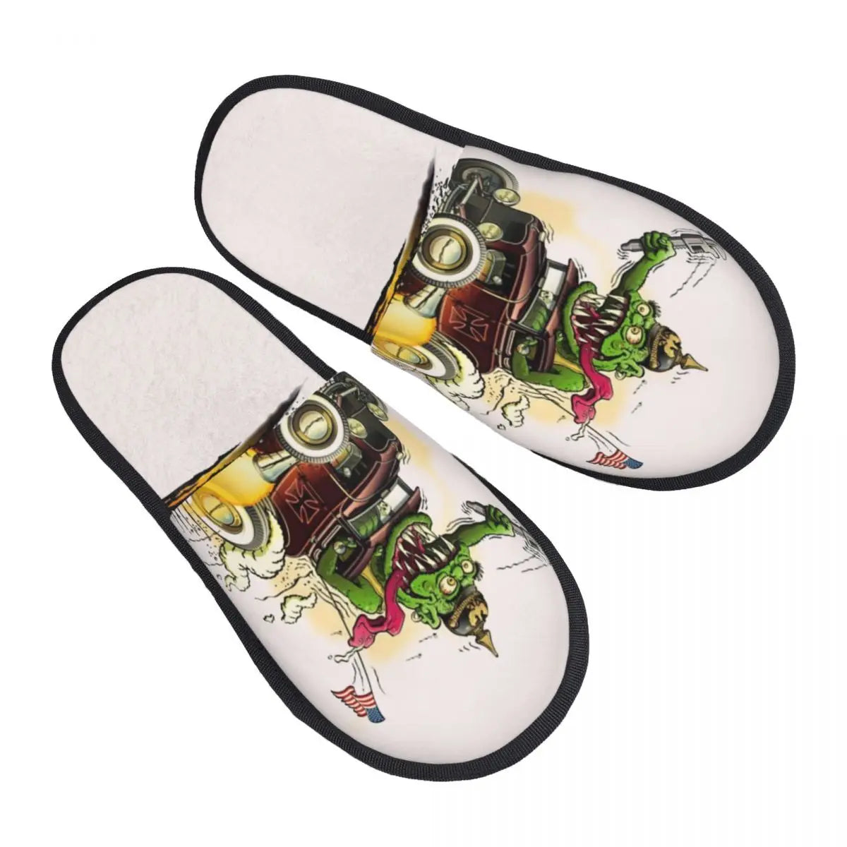 Chaussons Animés Rat Fink Personnalisés Anime Dessin Animé pour Femmes, Chaussons d'Hôtel Confortables en Mousse à Mémoire, À Enfiler