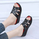 Women's Wedges Slippers Thick Bottom Round Head Sandals Casual Lightweight Non-slip Beach Shoes Zapatillas De Estar Por Casa