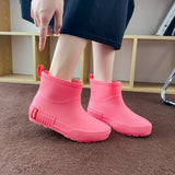 Winter Woman Warm Rain Shoes Rubber Boots Female Warmed Galoshes with Fur Ankle Rainboots Waterproof Garden Water Boots Footwear