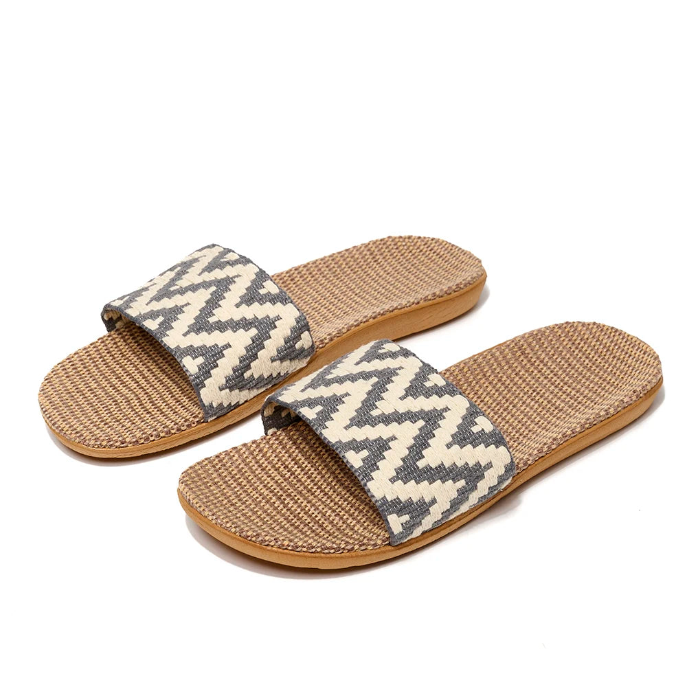 Summer Flax Slippers Women Women Casual Linen Slides Multi-Style Non-Slip EVA Home Flip Flops Indoor Beach Shoes Female Sandals
