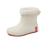 Winter Woman Warm Rain Shoes Rubber Boots Female Warmed Galoshes with Fur Ankle Rainboots Waterproof Garden Water Boots Footwear