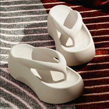 Chaussons à semelles épaisses de 7,0 cm, hauteur surélevée, pour femmes, à porter à l'extérieur, pour l'été 2024, pour la maison, la plage