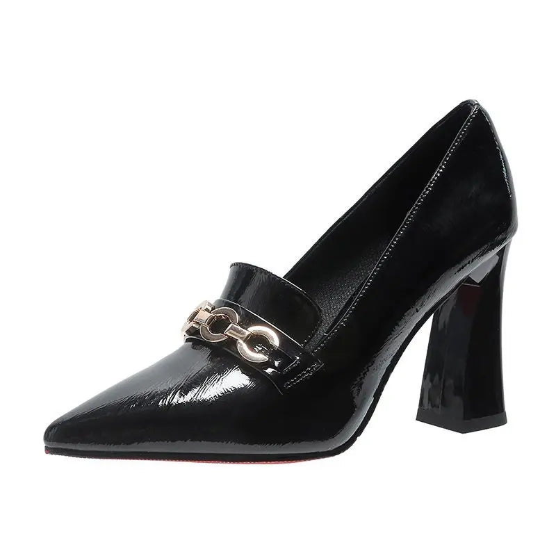 2022New High Heels Shoes Waterproof Platform Large Size Fashion Shallow Patent Leather High Quality Women Shoes Zapatillas Mujer