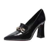 2022New High Heels Shoes Waterproof Platform Large Size Fashion Shallow Patent Leather High Quality Women Shoes Zapatillas Mujer