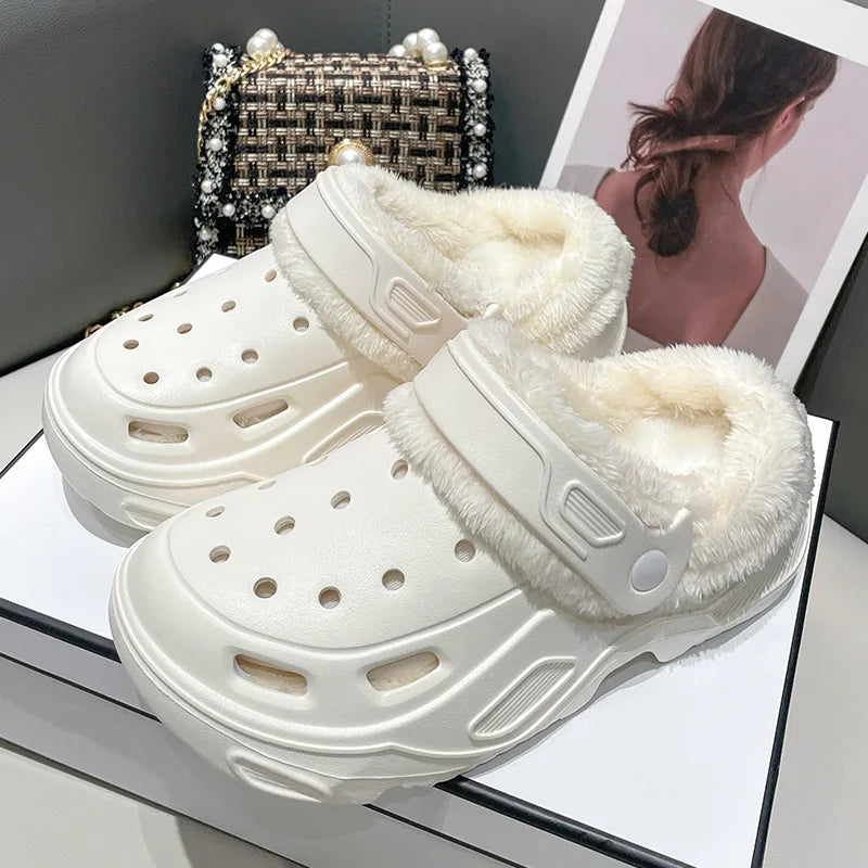 Dickbesohlte Lochschuhe Wintersamt Damenmode Oberbekleidung Abnehmbare Baumwollpantoffeln Warme und rutschfeste Hausschuhe