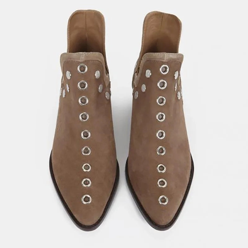 2024 Best-selling Hot New Women's Boots Autumn Pointed Head Rivets Personality Ankle Boots Women Sneakers Women