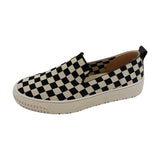 Nouvelles chaussures de pêcheur à tête ronde Flying Weaver, motif à carreaux de marée, à enfiler peu profonde, semelle épaisse, chaussures simples décontractées pour femmes