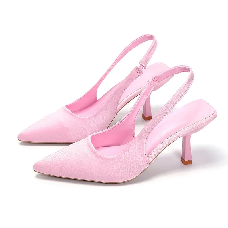 Women  Rhinestone High Heels Woman Pumps Heeled Sandals Fashion Female Stiletto Slingback Pointe Weddings Bridal 2023