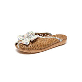 Rattan Grass Woven Slippers For Home Summer Men And Women Home Couples Linen Slippers Indoor Non-Slip Floor