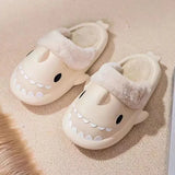 Winter-Haifisch-Hausschuhe, Paar, herausnehmbares Futter, warm, süße Damen-Haifisch-Slides, Plüsch-Baumwoll-Flip-Flops, Herren, Indoor-Baumwoll-Flachschuhe