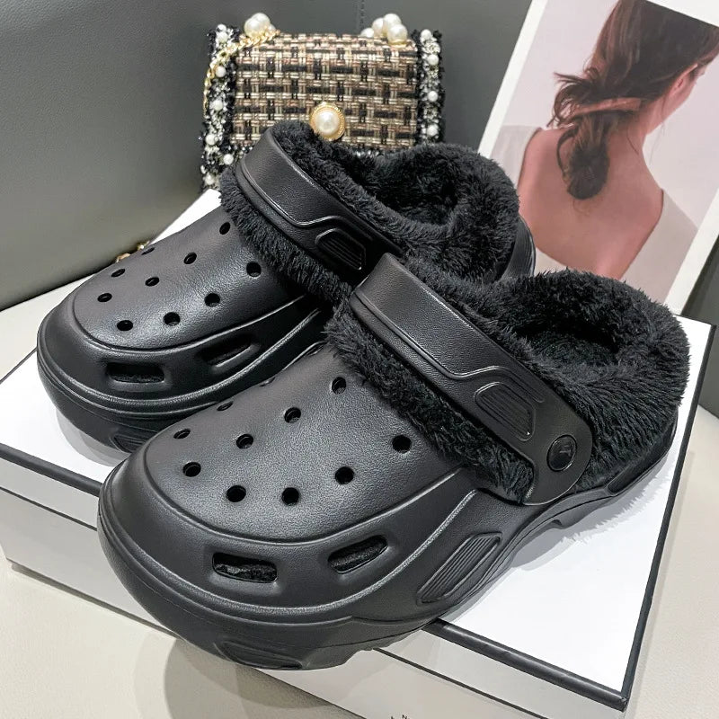 Dickbesohlte Lochschuhe Wintersamt Damenmode Oberbekleidung Abnehmbare Baumwollpantoffeln Warme und rutschfeste Hausschuhe