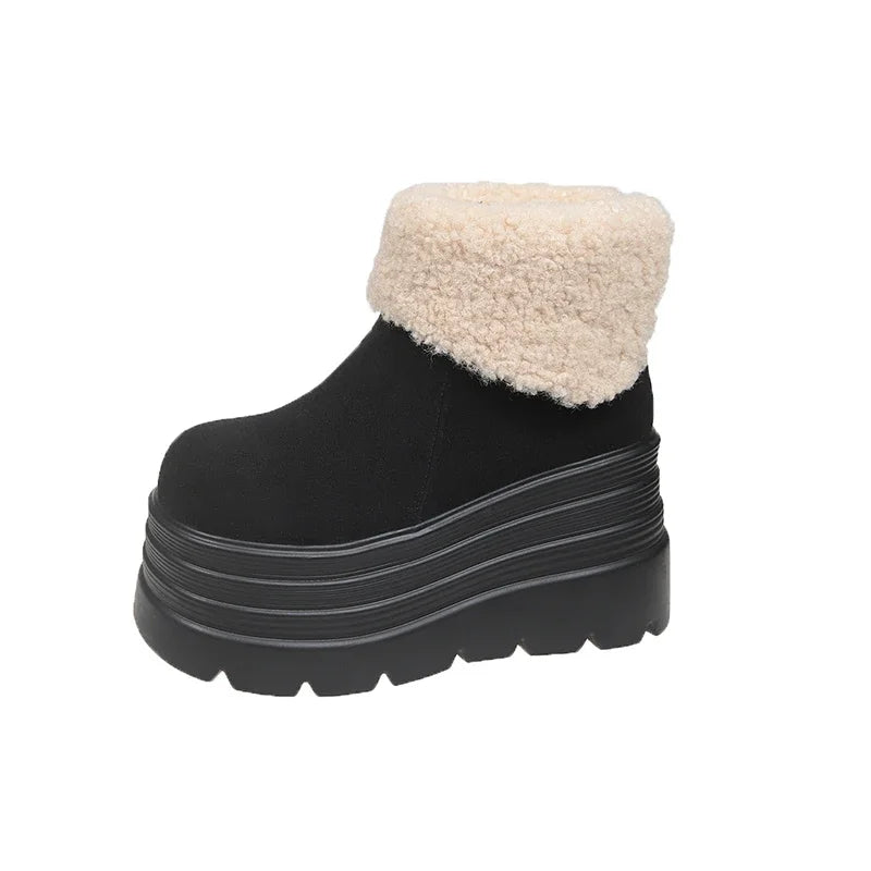 Ankle Flat with Modern Boots Round Toe Super High Heel Winter Ladies Shoes 2024 Hot Sale Solid Sewing Concise Women's Boots
