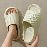 Summer Slippers Women Shoes Beach Slides Cartoon Bear Flip Flops Men'S Slipper Indoor Bathroom Anti-Slip Shoes Couple Sandals