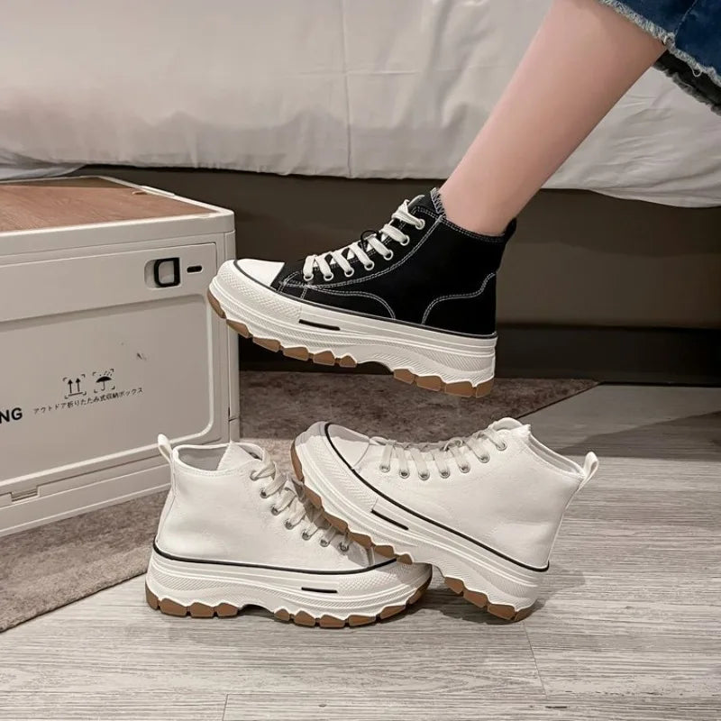 New Canvas Shoes Women Casual Platform Sneakers Stars Canvas Trainers Running Sport Shoes Tennis Shoes Outdoor Walking Sneakers