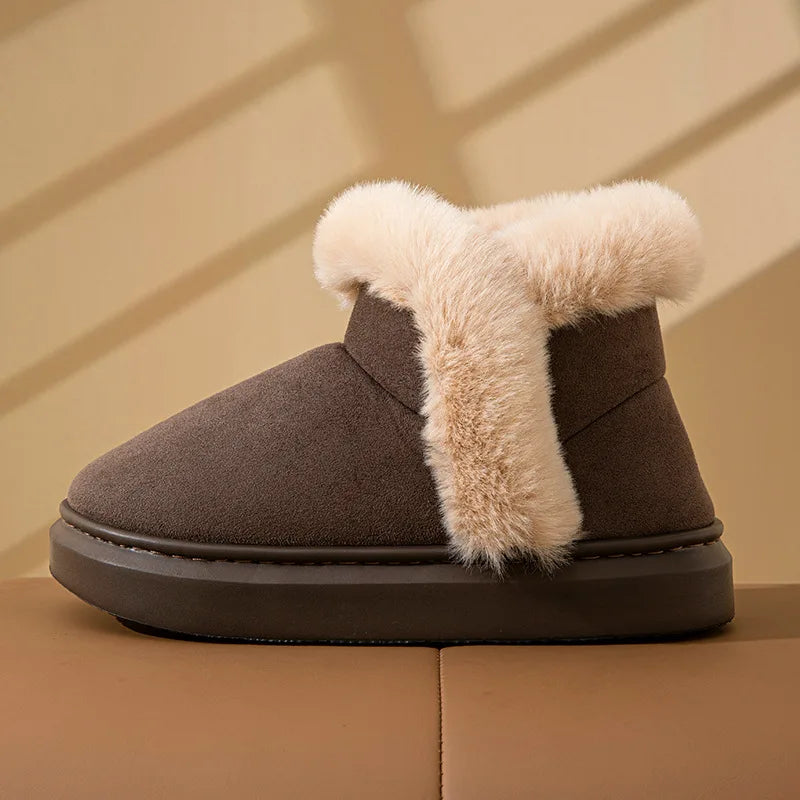 Evshine Winterfell-Schneestiefel für Damen, flauschig, warm, mit Plüsch gefüttert, Baumwollstiefel, weich, gemütlich, lässig, flauschig, Schneestiefel