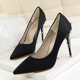 Woman 10cm High Heels Metal Heels Satin Silk Dress Fashion Pumps Lady Wedding Bridal Scarpin Catwalk Orange Green Wine Red Shoes