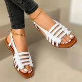 Buckle Strap Women's Sandals Daily  Sandals Women Flat with Round Toe Solid Soft Bottom Ladies Shoes