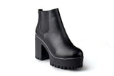 Botas Mujer Fashion Women Boots Square Heel Platforms Zapatos Mujer PU Leather Thigh High Pump Boots Motorcycle Shoes