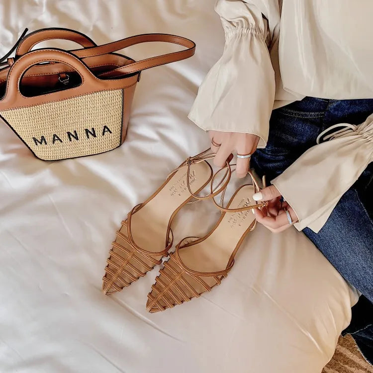 Pointed Toe Shoes Women's High Heels 2023 Fashion High Heels High Heels Summer Party Office Ladies Ladies Sandals Zapatos Mujer