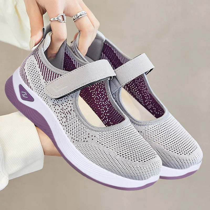 Summer Women Casual Shoes Soft Portable Sneakers Walking Shoes Flat Soles for Women Breathable Slip on White Shoes
