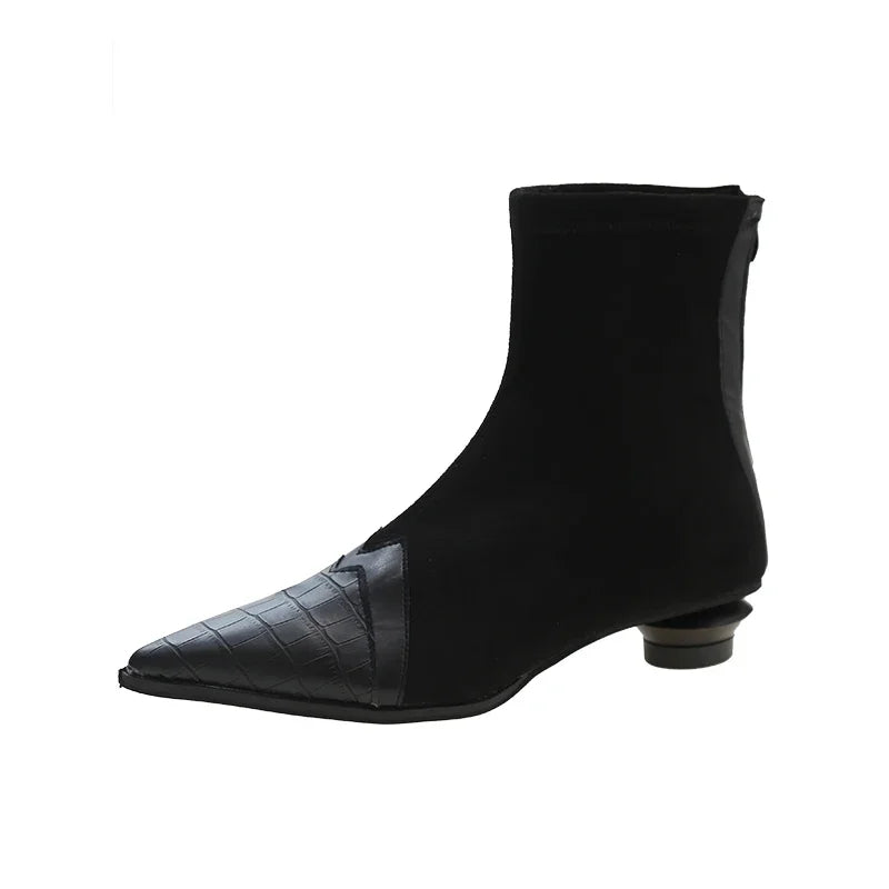 Women Ankle Boots Fashion Pointed Toe Short Booties Ladies Elegant Low Heel Shoes 2024 Spring Autumn Comfort Women's Footwear