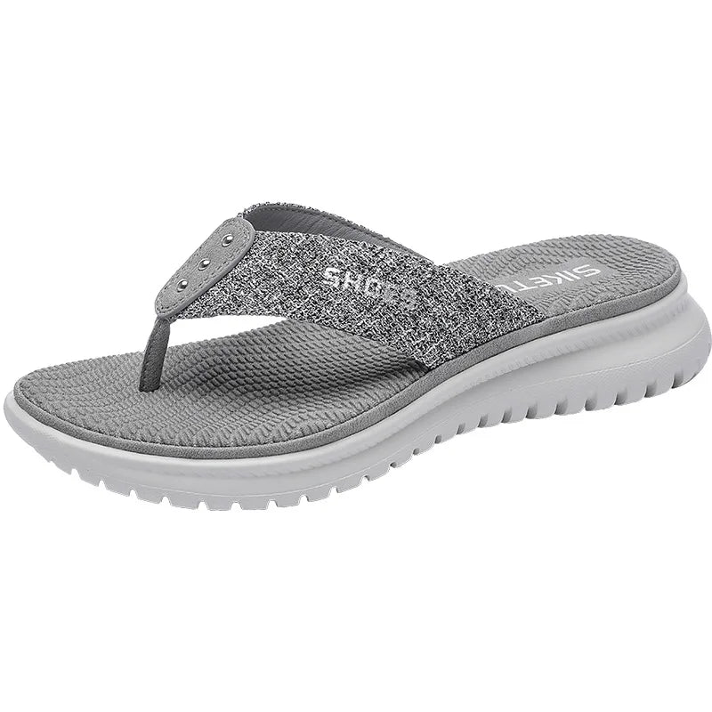 SIKETU Brand Summer Fashion Simple Flip Flops Women Wedge Clip Toe Shoes Leisure Slides Blue Lightweight Comfortable Waterproof
