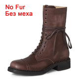JOZHAMTA Taille 34-42 Femmes Bottines Hautes En Cuir Véritable À Lacets Talons Épais Chaussures Automne Hiver Plateforme Chelsea Bottines Courtes