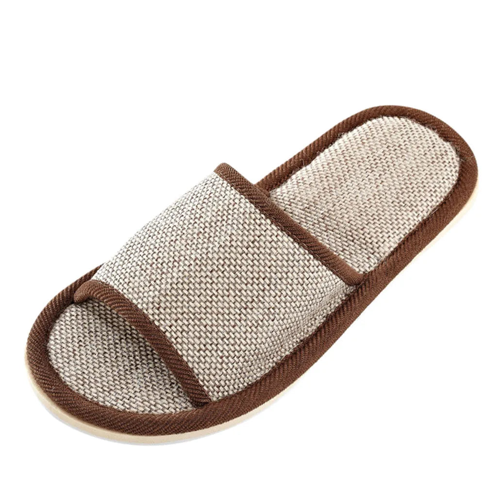 2024 New Linen Shoes Women And Men Household Slippers Indoor Floor Shoes Summer Women's Mute Slippers Sandals Women Slippers