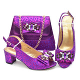 Neues Design Italienische Schuhe und Tasche für Party 2024 Rot Farbe Strass Elegante Frau Peep Toe High Heels Italien Schuh und Tasche Set