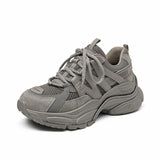 BeauToday Platform Sneakers Women Mesh Solid Color Breathable Trainers Lace-up Round Toe Thick Sole Ladies Shoes Handmade 29462