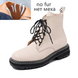 DIMANYU Women Ankle Boots2024 New Genuine Leather Winter Thick With Fur Ladies Short Boots Motorcycle Martn Boots Women