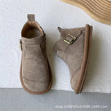 Bottes en daim de vache pour femmes, style rétro, en cuir de vache, style collège, polyvalentes, pour l'Angleterre, chaussures de neige simples et décontractées