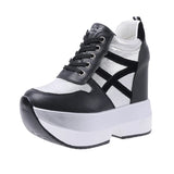 Autumn Women High Platform Shoes Height Increasing Casual Shoes 12 CM Thick Sole Trainers Breathable Shoes Women Sneakers