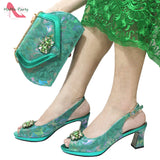 African Shoes and Bag Set, Match with Platform for Dress, High Quality, Royal Blue Color, New Arrivals, 2024