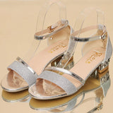 Zapatos de tacón alto plateados para mujer, calzado de fiesta dorado, de alta calidad, a la moda, para primavera y verano