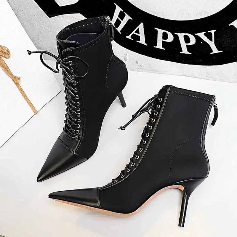 BIGTREE 2025 New Winter  Women Shoes Sexy Women Ankle Boots Pointed Toe Stiletto High Heel Boots Plus Size 42 43