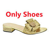 Italian Shoes and Bags Matching Set Decorated with Rhinestone Shoes for Women 2024 Designer Luxury Low Heels Slip On Party Pumps