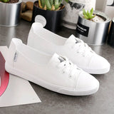 Comemore Comfortable Women's Casual Flat White Lace-up Shoes Summer Vulcanized Sneakers Ladies Light Soft Shallow Mouth Loafers