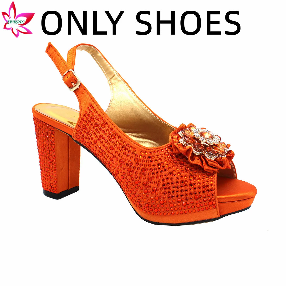 2022 High Quality Classics Style Italian Women Shoes Matching Bag Set in Golden Color Comfortable Heels for Garden Party