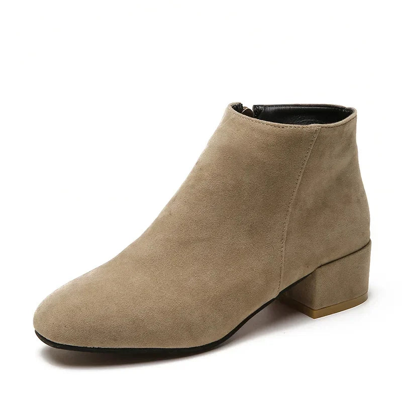 Ankle Boots Women Autumn 2024 Chunky Low Heel All-match Short Botas Solid Size Zipper Female Shoes Casual Black Botas Para Dama